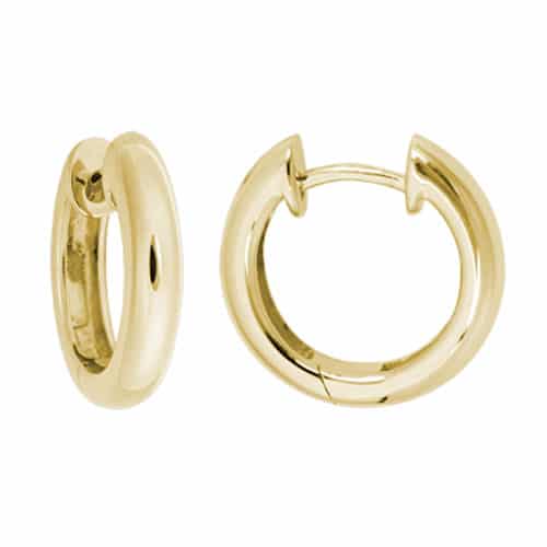 14K Yellow Gold Rounded Hinged Hoops by The Little Jewel