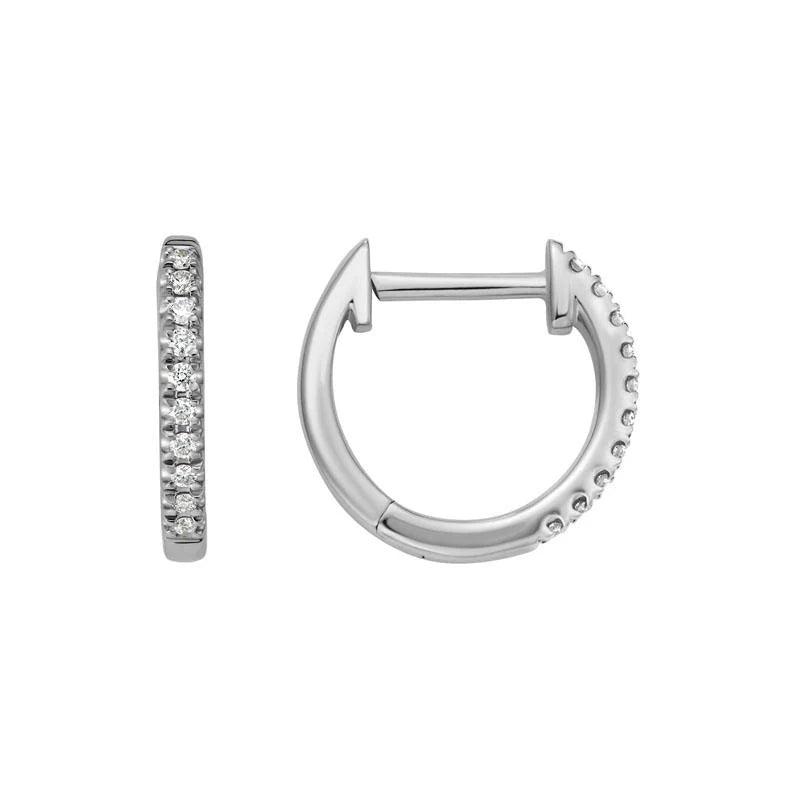 14K White Gold Huggies with a 20 Diamonds
