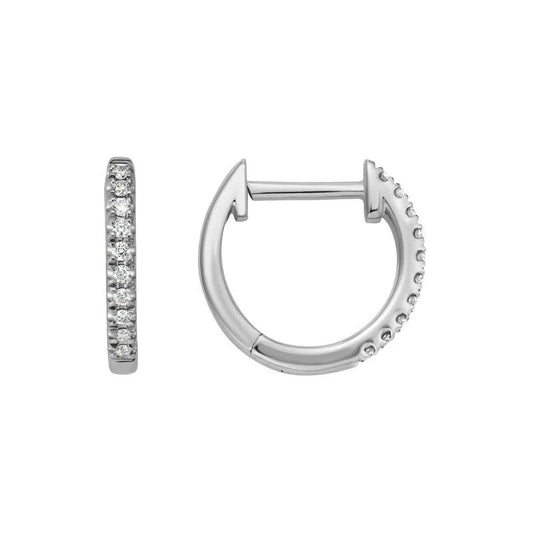 14K White Gold Huggies with a 20 Diamonds