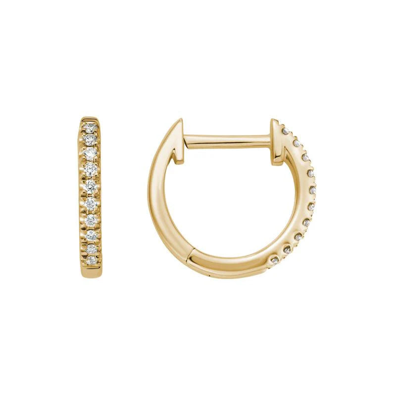 14K Yellow Gold Diamond Huggies