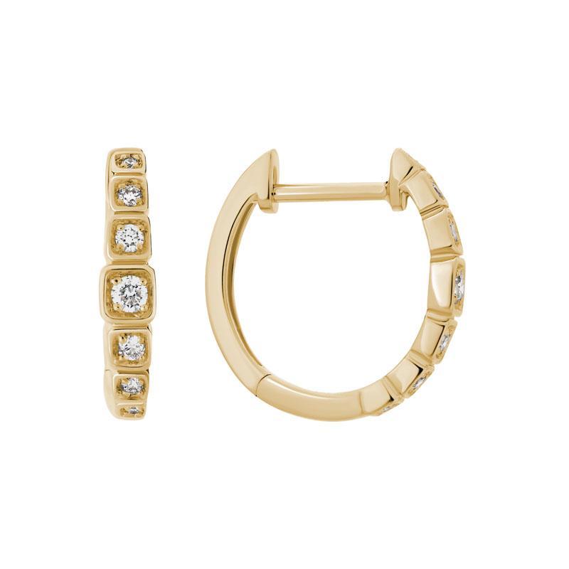 14K Yellow Gold Graduated Diamonds Huggie Earrings by The Little Jewel