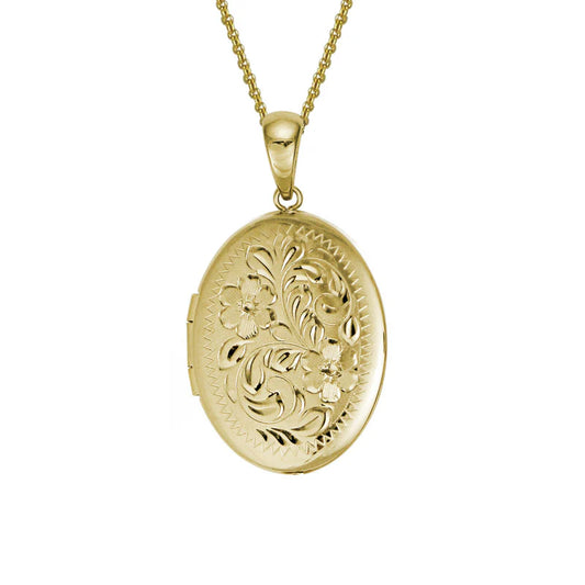 14K Yellow Gold Engraved Locket