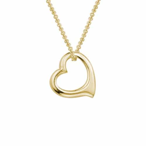 14K Yellow Gold Floating Heart Pendant with Necklace. by The Little Jewel