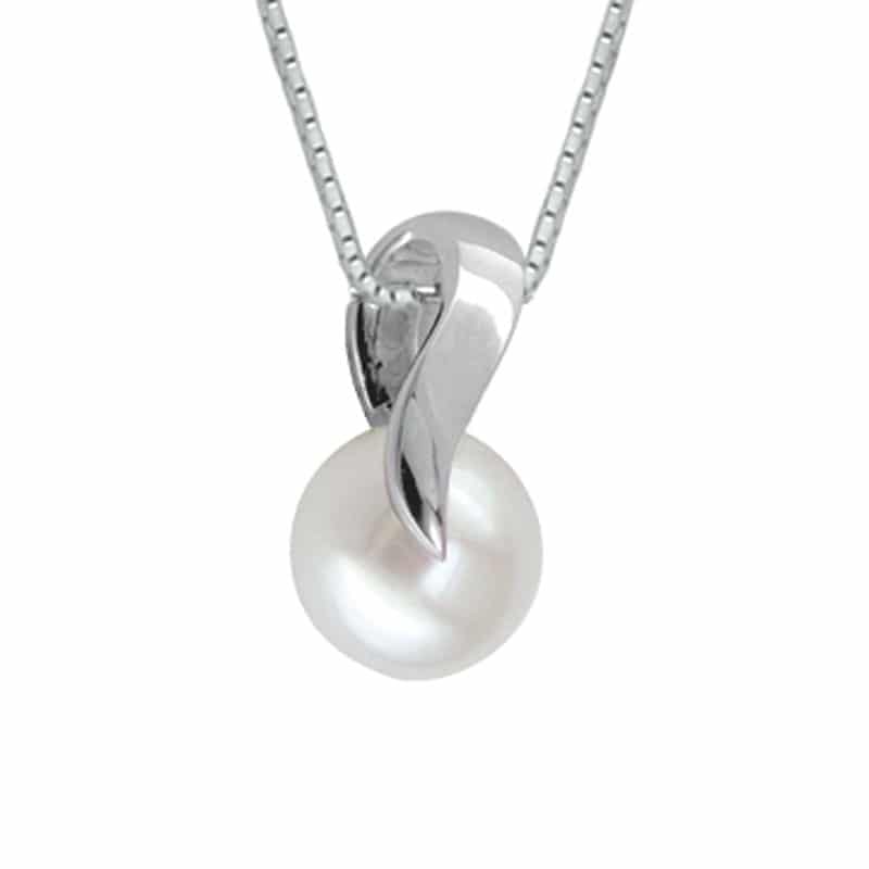 14K White Gold 9mm Freshwater Pearl Necklace by The Little Jewel