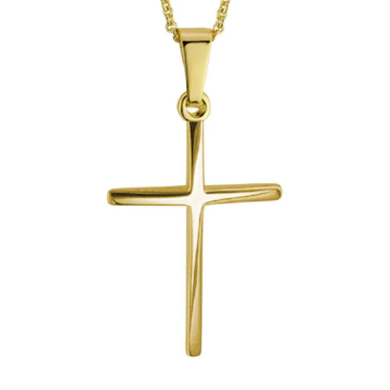 14K Yellow Gold Thin Contour Cross