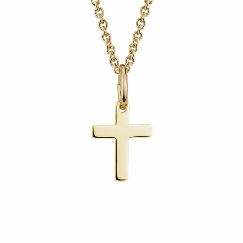 14K Yellow Gold 10mm Baby Cross Necklace by The Little Jewel