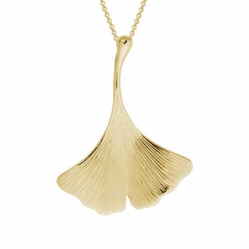 14K Yellow Ginko Leaf Necklace by The Little Jewel