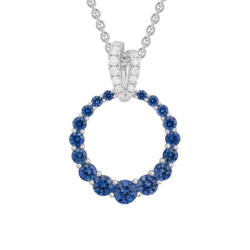 14K White Gold Sapphire and Diamond Necklace by The Little Jewel