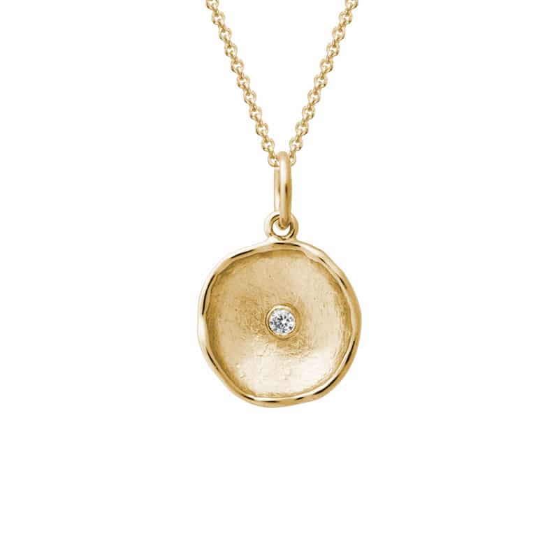 14K Yellow Gold Diamond Concave Necklace by The Little Jewel