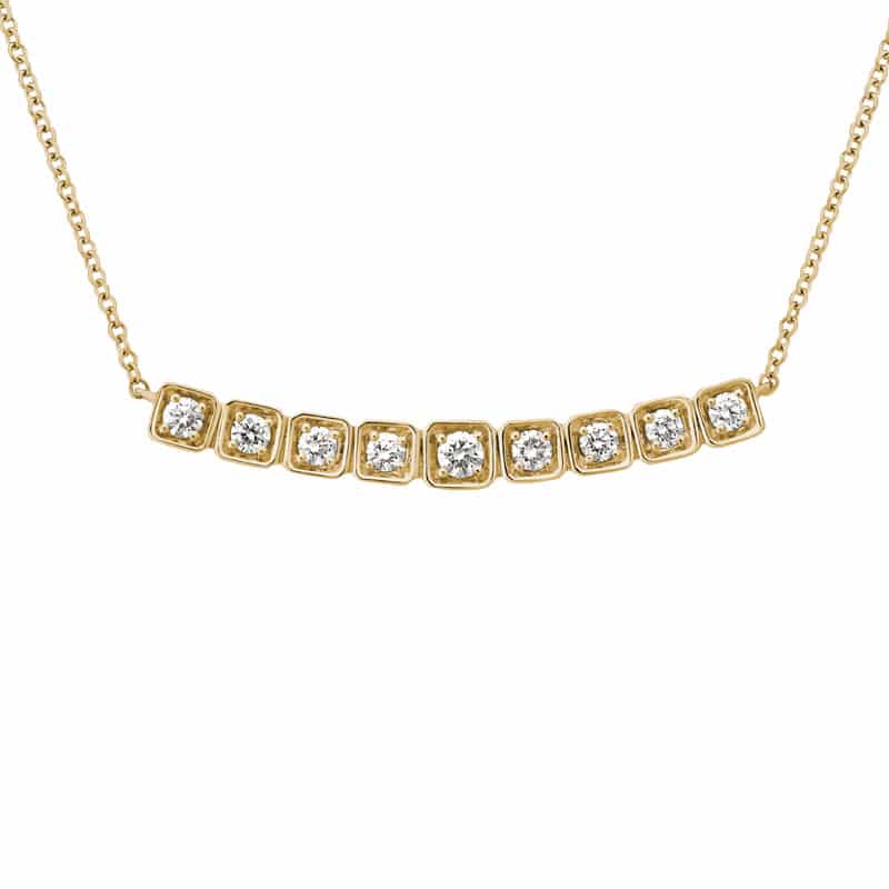 14K Yellow Gold Diamond Bar Necklace by The Little Jewel