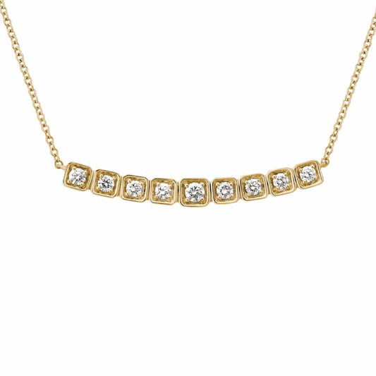 14K Yellow Gold Diamond Bar Necklace by The Little Jewel