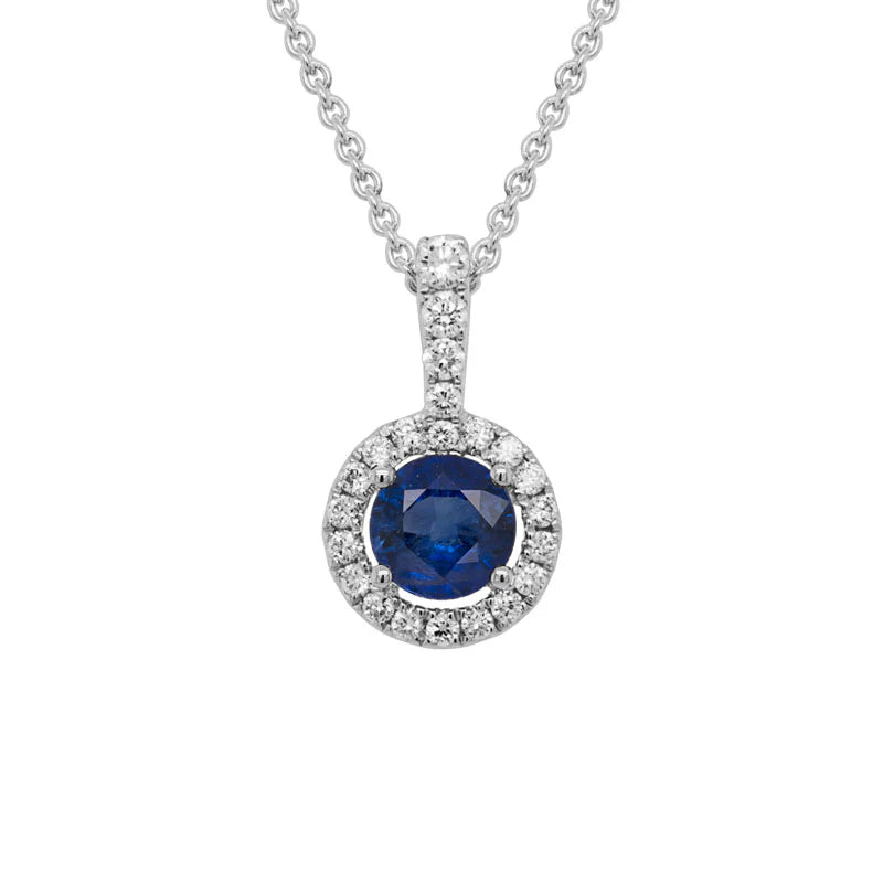 14K White Gold Sapphire and Diamond Necklace