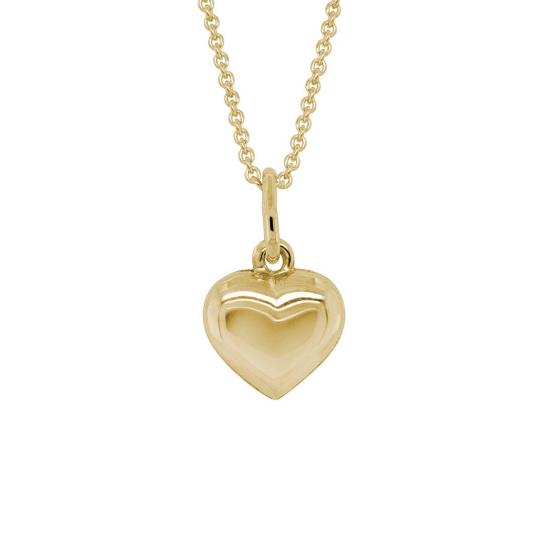 14K Yellow Gold Hollow Puffy Heart Pendant on Chain