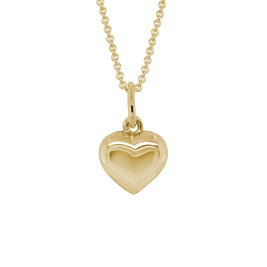 14K Yellow Gold Hollow Puffy Heart Pendant on Chain