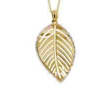 14K Yellow Gold and White Gold Leaf Pendant with Chain