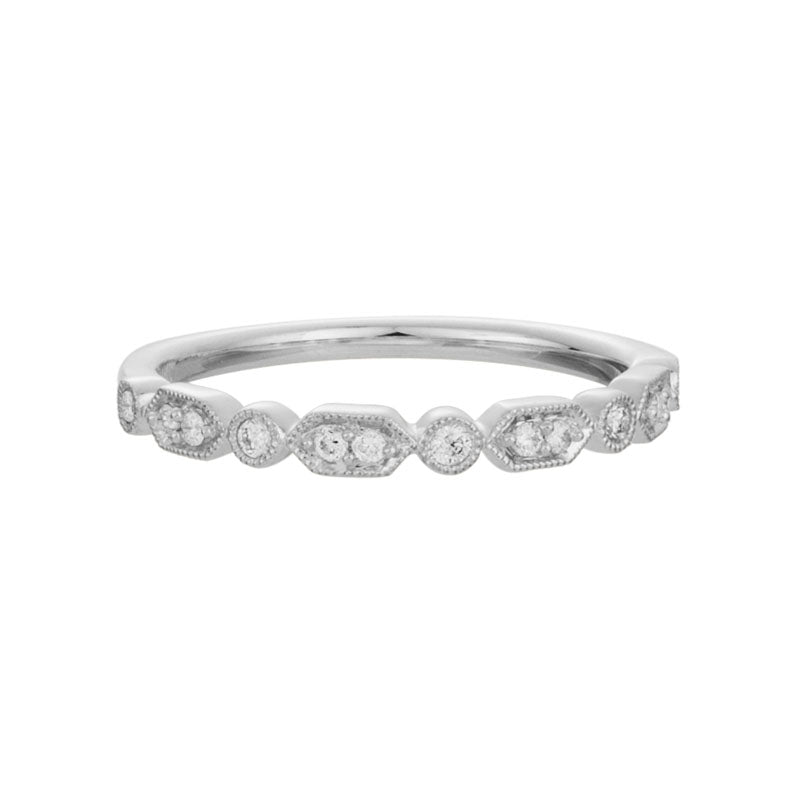 14K White Gold Diamond Half Around Stacking Ring