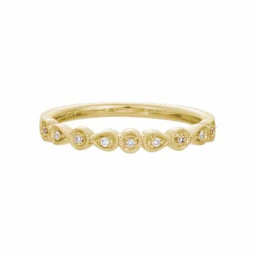 14K Stackable Yellow Gold Ring with Diamonds by The Little Jewel