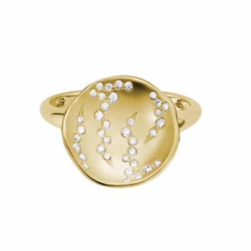 14K Yellow Gold Luna Ring with Diamonds by The Little Jewel