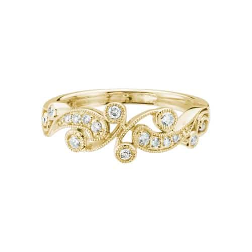 14K Yellow Gold Joy Ring with Diamonds by The Little Jewel