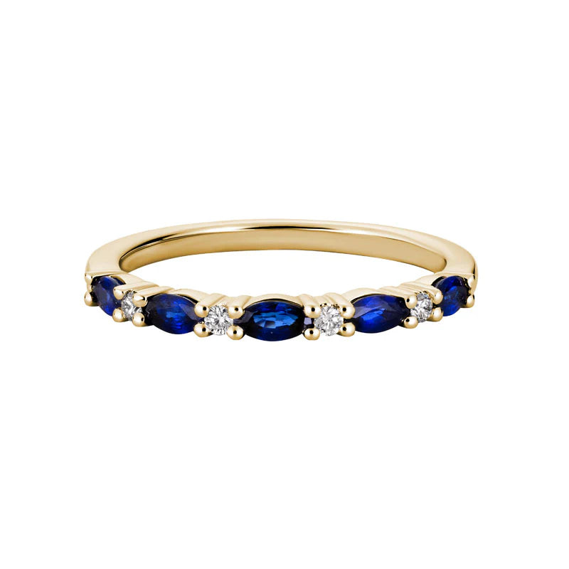 14K Yellow Gold Sapphire and Diamond Stackable Ring