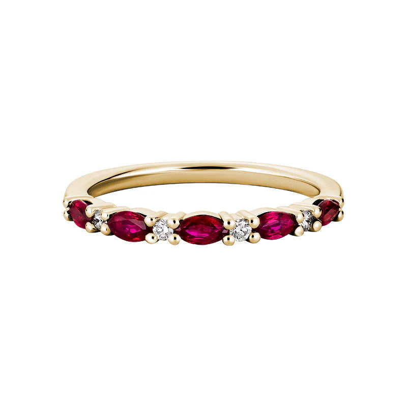 14K Yellow Gold Ruby and Diamond Stackable Ring