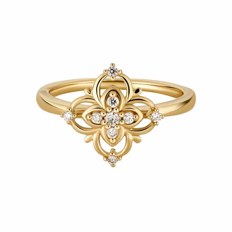 14K Yellow Gold Diamond Filigree Ring by The Little Jewel