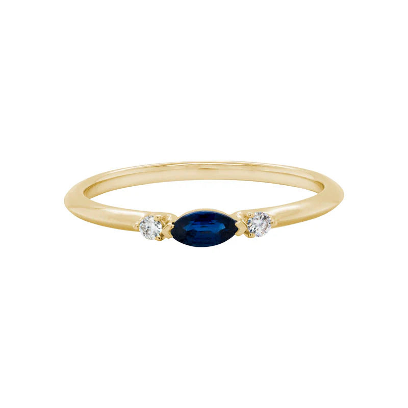 14K Yellow Gold Sapphire and Diamond Stackable Ring