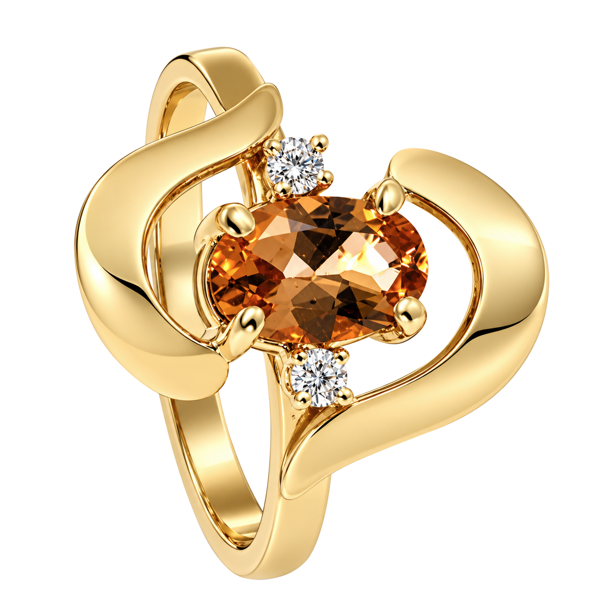 14K Yellow Gold Peach Topaz Ring