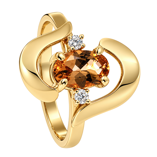 14K Yellow Gold Peach Topaz Ring
