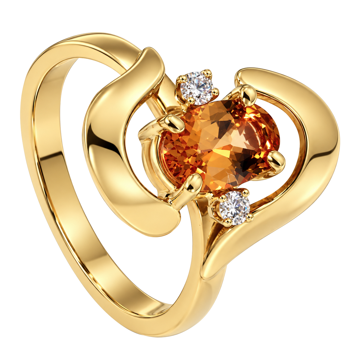 14K Yellow Gold Peach Topaz Ring