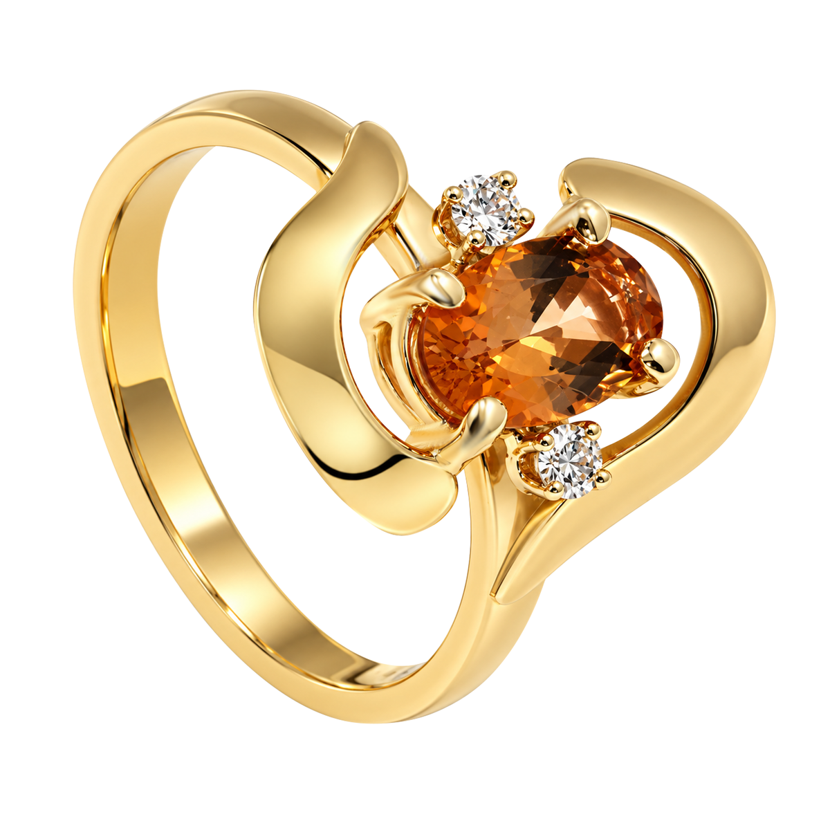 14K Yellow Gold Peach Topaz Ring