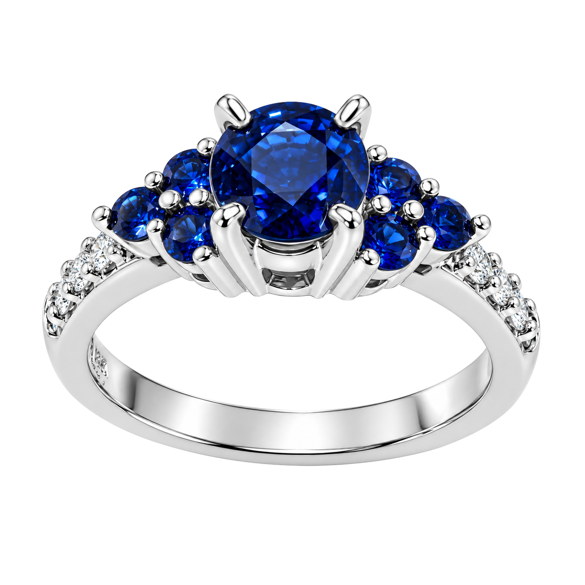 18K White Gold Solitaire Sapphire Ring