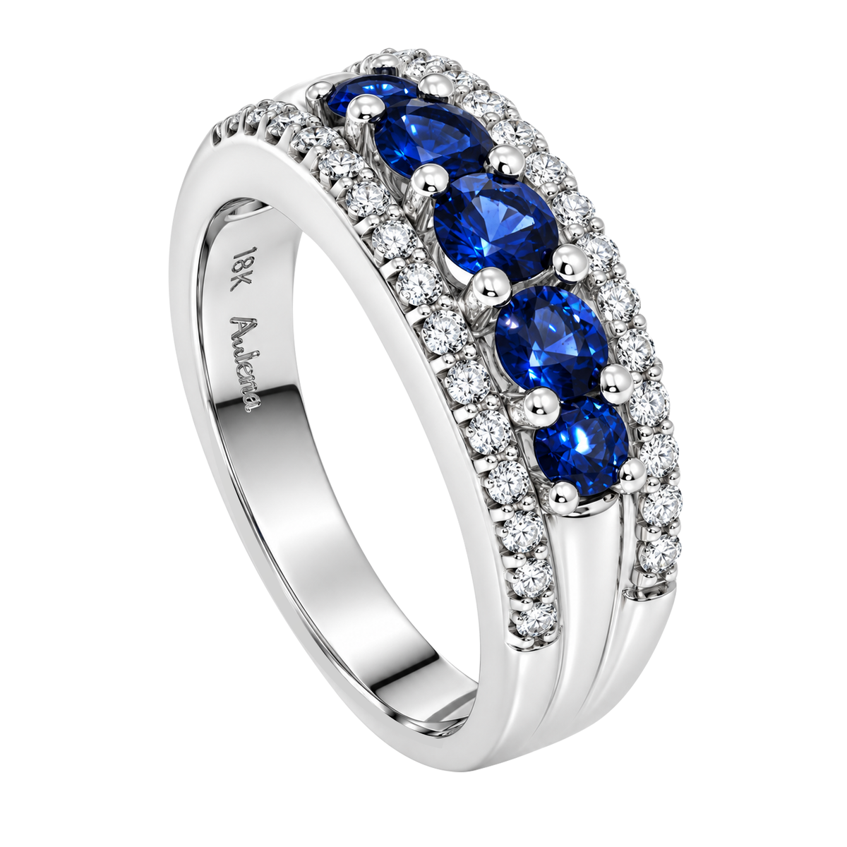 18K White Gold Sapphire & Diamond Band