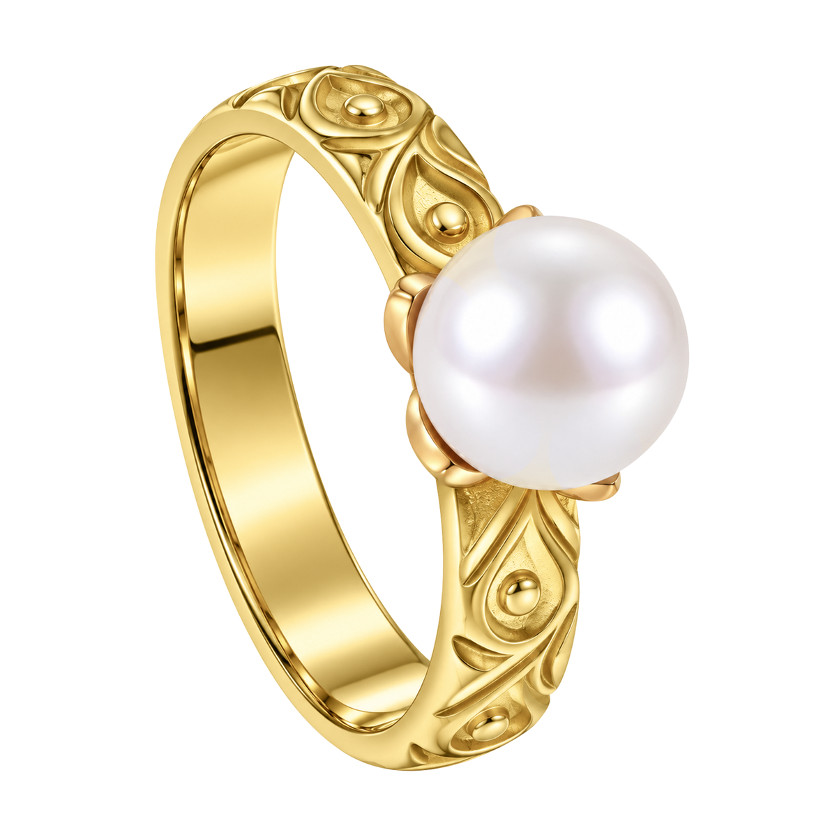 18K Yellow Gold Pearl Ring