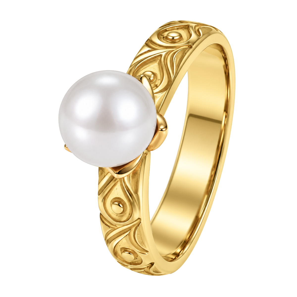 18K Yellow Gold Pearl Ring