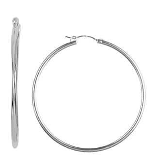 Sterling Silver Large Tube Hoop Earrings by Boma