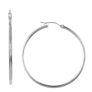 Sterling Silver Medium Tube Hoop Earrings by Boma