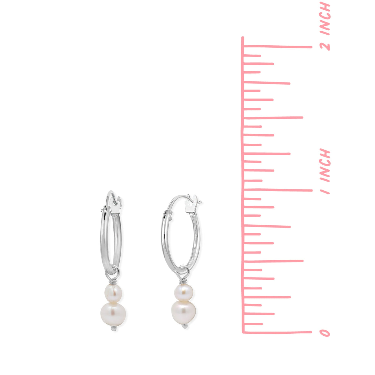 Sterling Silver Double Pearl Hoop Earrings