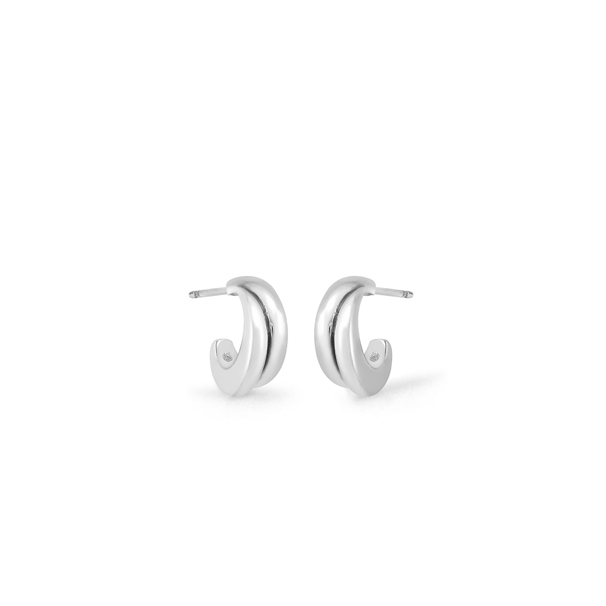 Sterling Silver Double Lined Hoop Earrings