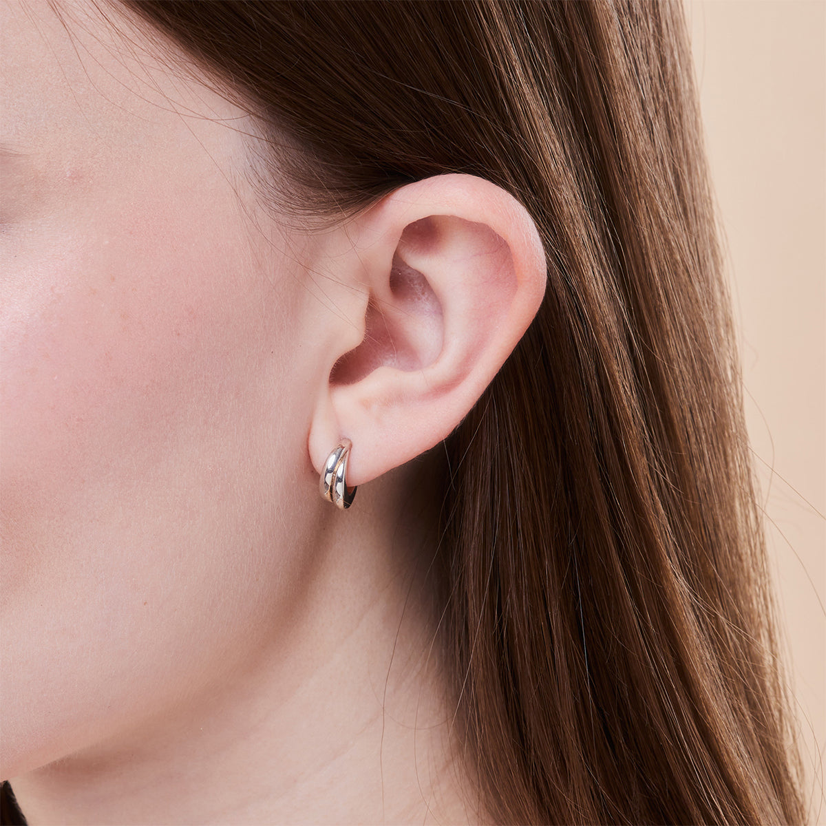 Sterling Silver Double Lined Hoop Earrings