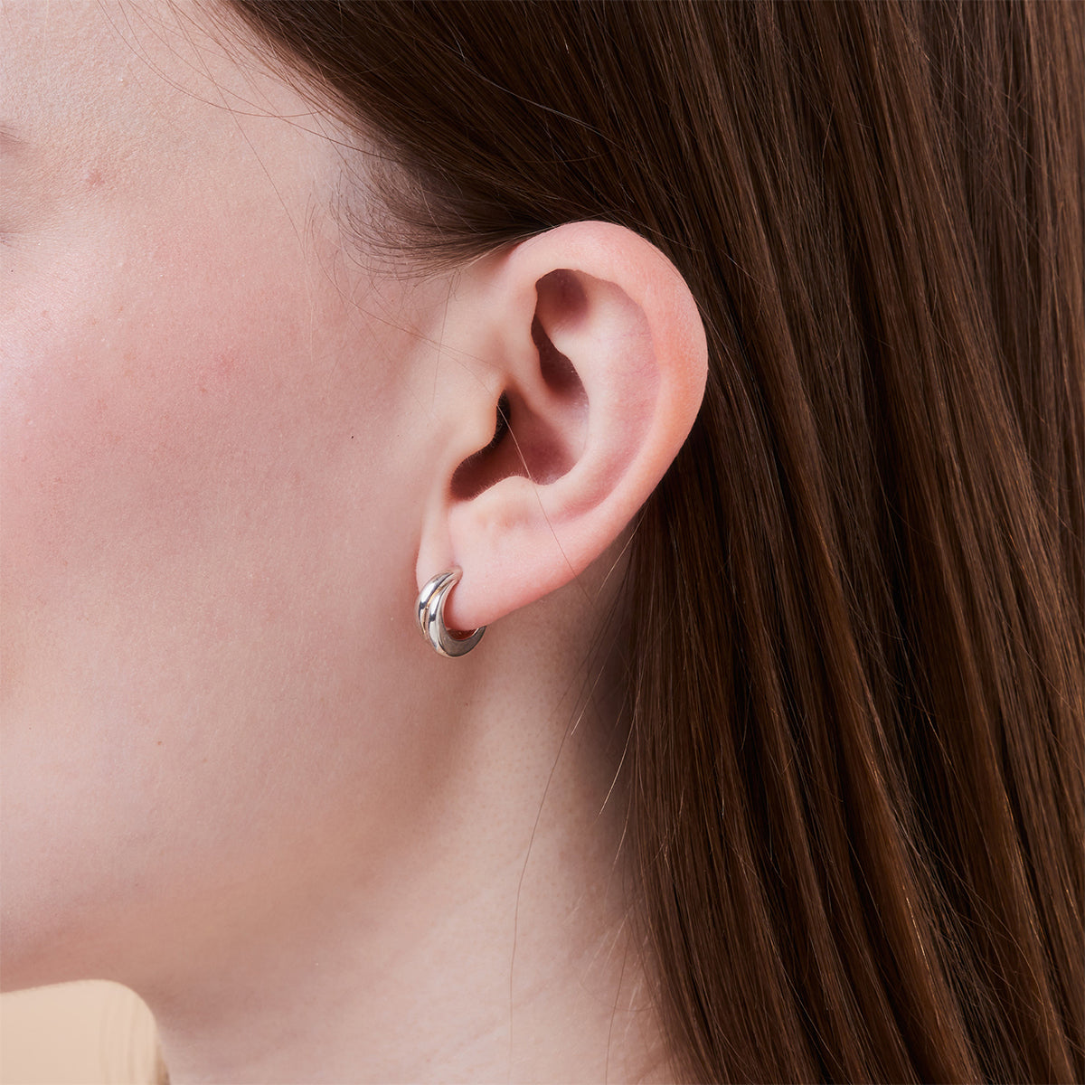 Sterling Silver Double Lined Hoop Earrings