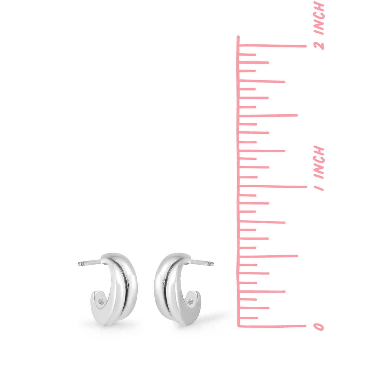 Sterling Silver Double Lined Hoop Earrings