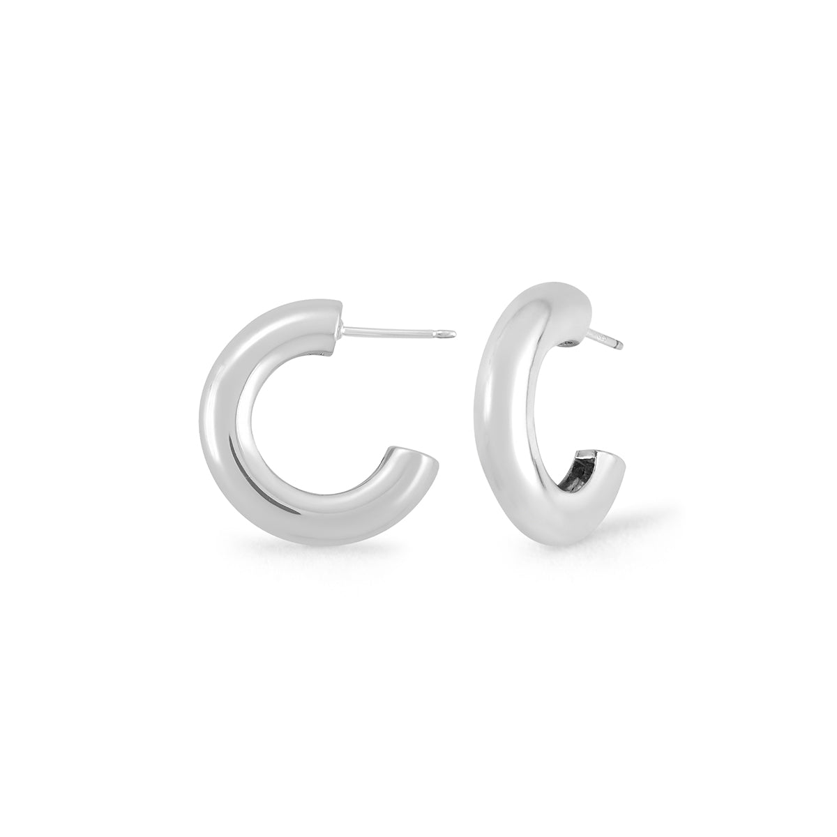 Sterling Silver C-Shape Hoop Earrings