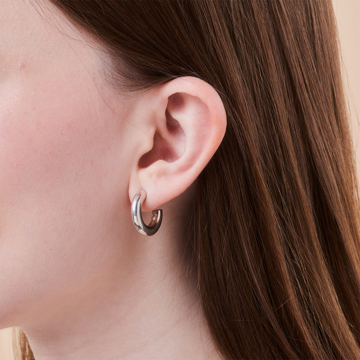 Sterling Silver C-Shape Hoop Earrings