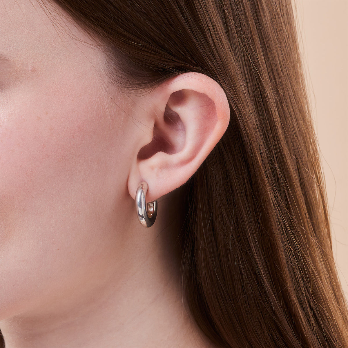 Sterling Silver C-Shape Hoop Earrings