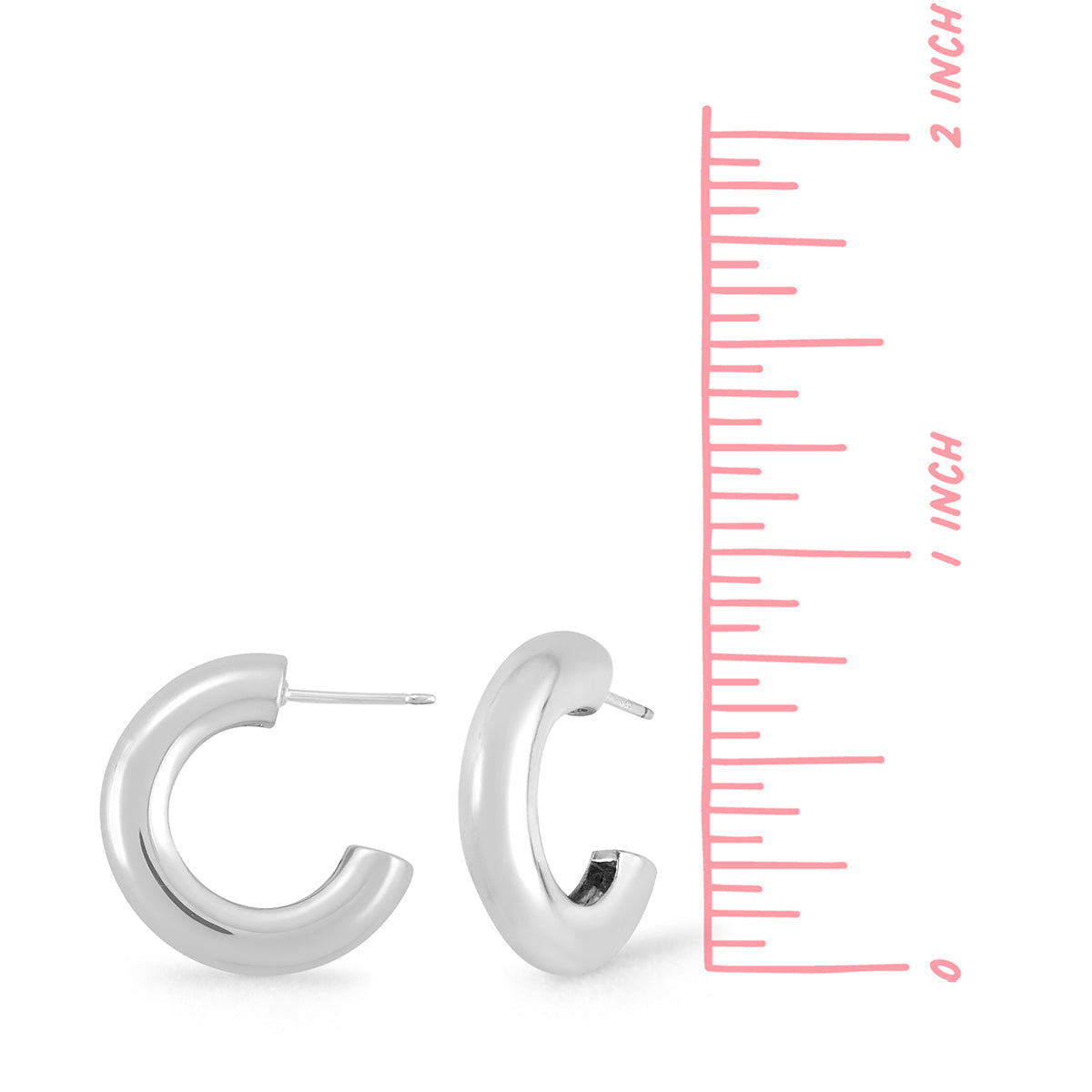 Sterling Silver C-Shape Hoop Earrings