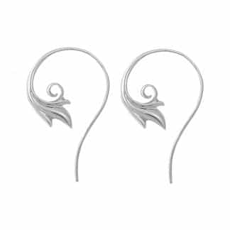 Sterling Silver Hoop Threader Floral Earrings by Boma