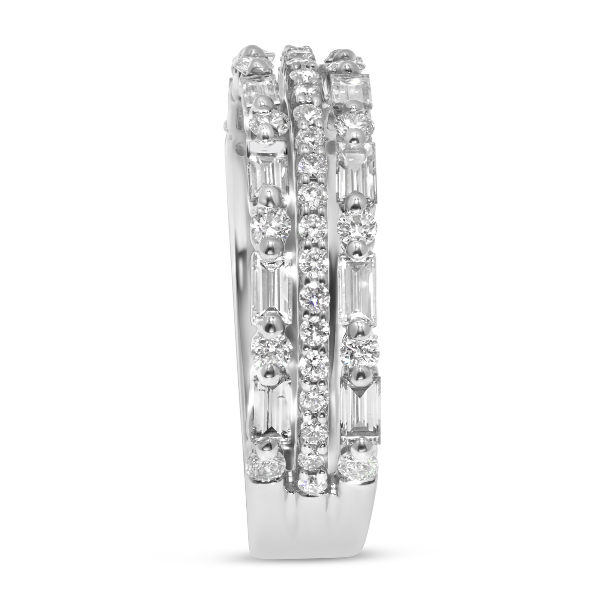 14K White Gold Triple Stack Diamond Band
