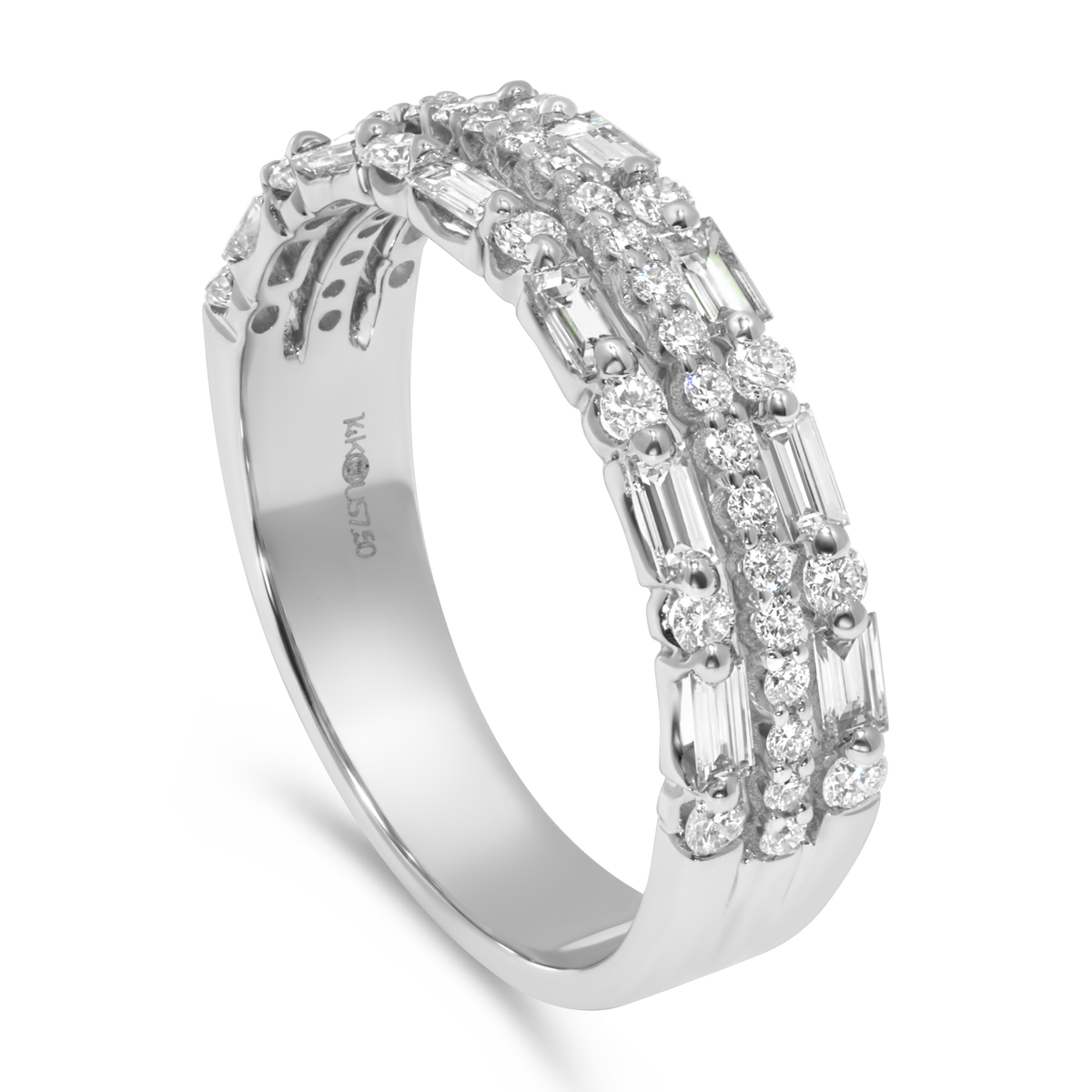 14K White Gold Triple Stack Diamond Band