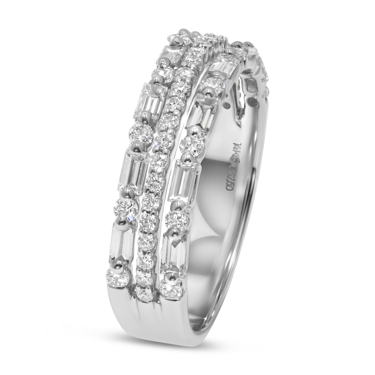14K White Gold Triple Stack Diamond Band